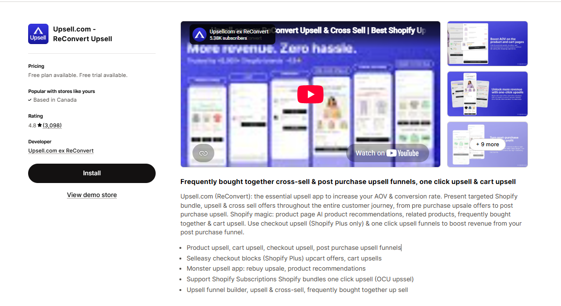 ReConvert Upsell.com post-purchase upsell funnels