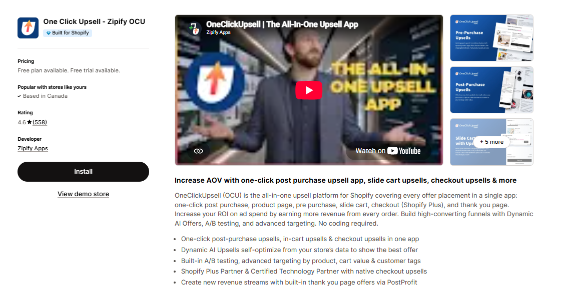 Zipify One Click Upsell OCU for Shopify